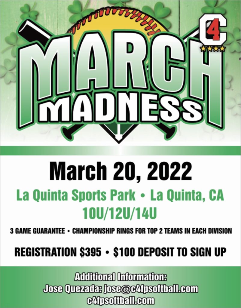 2022 March Madness, March 20 C4 Fastpitch Softball Tournaments